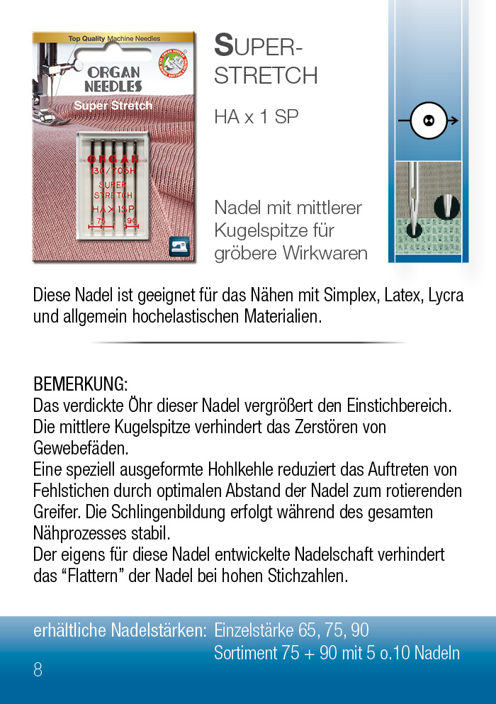 Organ Nähmaschinennadeln Super Stretch 2 Organ Nähmaschinennadeln Super Stretch – Bild 2