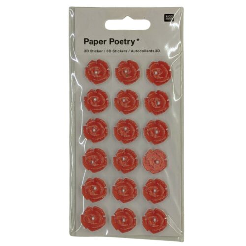 Rico Paper Poetry 3D-Sticker rote Rose mit Perle