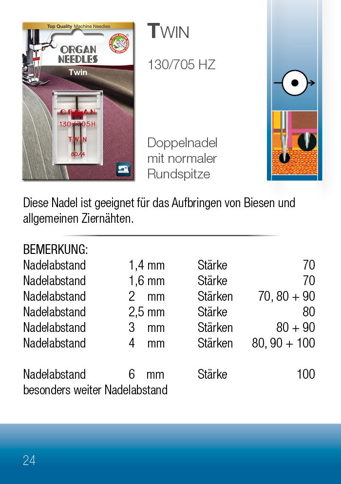 Organ Doppel-Nähmaschinennadel Twin (Zwilling) 2 Organ Doppel-Nähmaschinennadel Twin (Zwilling) – Bild 2