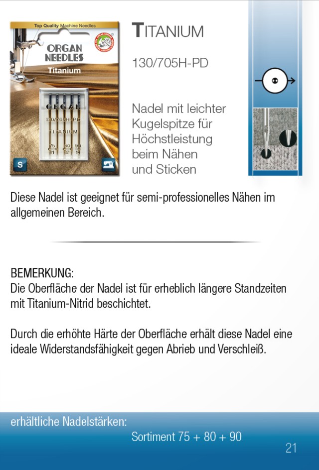 Organ Nähmaschinennadeln Titanium 2 Organ Nähmaschinennadeln Titanium – Bild 2